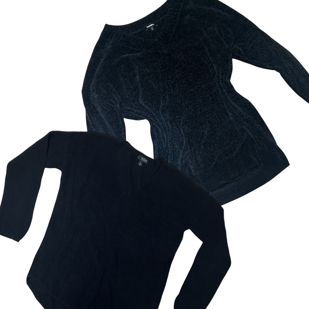 Express + a.n.a Sweater 2 pack Bundle | Black V-Neck Knit Sweaters L/XL